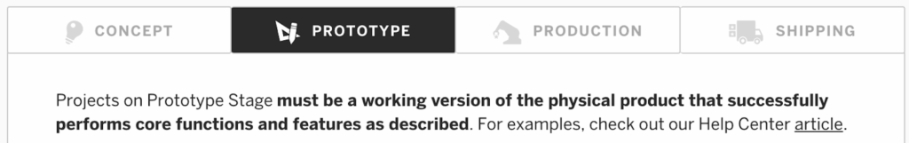 Prototype stage of crowdfunding